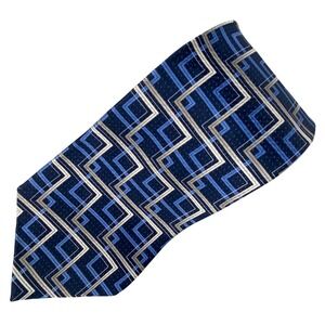 Gianfranco Ruffini‎ Tie Mens Blue Geometric Silk Italian Luxury Formal 59x4